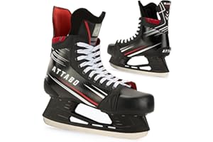 ATTABO Eishockey Schlittschuhe Herren Blade in Schwarz Größe 39 EU Langlebige Edelstahlkufe Stabiler Knöchelschutz Schnürverschluss Komfortabel und langlebig für Fortgeschrittene