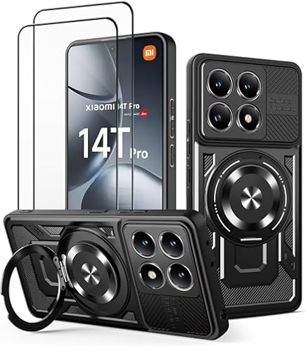Coque Xiaomi 15T Pro Avec Protection Caméra Coulissante - PC Dur Et TPU - Noir - Compatible Chargement Sans Fil