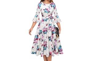 HomRain Women 3/4 Sleeve Elegant Formal Dress for Cocktail Classy Fall/Winter Christmas Dress Church Work Dress