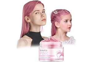 ‎LONSTIN Temporäre Haarfarbe Auswaschbar, Temporäre Haarwachs Farbe Haarfarbe Wachs Natürliche Frisur Pomade Für Männer Frauen Party Cosplay Halloween Christmas (light pink, light pink)