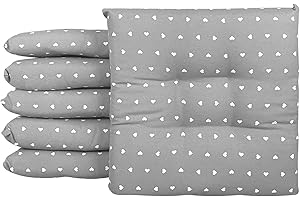 Il Gruppone Passione Casa Set 4/6 Cuscini Sedia Con Lacci 4 Punti Cucina Imbottiti Spessore 6 Cm Comodi Prodotto Italiano 40 x 40 in CotoneLavorati a Mano - Cuoricini Grigi - 6 Pezzi