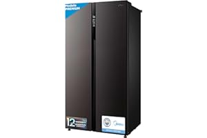 Midea Frigorifico Americano Combi No Frost Negro 176,5 x 89,5 cm con Capacidad 532L | Nevera Americana SBS con Congelador Vertical 197L y Panel Táctil | Tecnología Inverter y Filtro Anti-bacterias