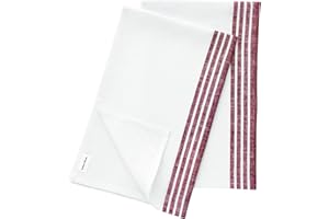 Solino Home Linen Kitchen Towels 17 x 26 Inch – 100% Pure Linen Farmhouse Kitchen Towels Set of 2 – Machine Washable Tea Towels Burgundy and White – Handcrafted from European Flax