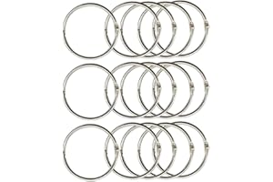 ULWSY Anneaux de reliure à feuilles mobiles, paquet de 15 anneaux à ressort de reliure en argent nickelé à ouverture de 50 mm pour livrets, porte-clés, fichier de cartes