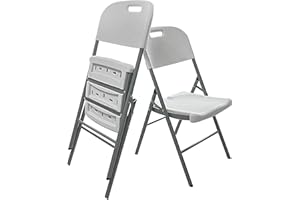 HA Furniture Set of 2 Folding Chair Sturdy Plastic Fold Up Saving Space for Dining Living Room Indoor & Outdoor Events Wedding Kitchen Garden BBQ Patio Party (2PCS Folding Chairs)