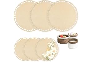 JOZMMZEOOA 6 Piezas Base Madera Redonda15/20 CM Cesta Madera Natural Cestas Crochet Base Bricolaje Ganchillo,para Bricolaje Bolsos Cestas Tejer Manualidades