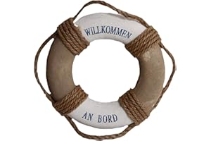 osters muschel-sammler-shop Deko Rettungsringe ┼ viele Größen und Farben ┼ Stoff mit Styropor ┼ verschiede Beschriftungen u.a. Welcome on Bord oder Willkommen an Bord (Willkommen an Bord Natur 20cm)