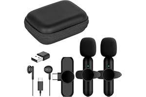 Ryzwoc K3 Microfono Wireless per iPhone, Android e Computer, 2,4 GHz Microphone per YouTube, Vlogging, Microfono Wireless per Type C e USB-A (2 trasmettitore)