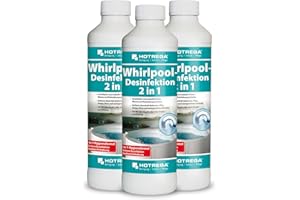 ‎HOTREGA HOTREGA Whirlpool-Desinfektion 2in1 3x 500 ml | Whirlpool Reiniger | desinfiziert, reinigt, entkalkt | Kraftvoll gegen Kalk Bakterien Viren & Gerüche