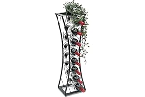 DanDiBo Regał na wino metalowy czarny stojący Mika 80 cm 96536 regał na butelki, wąski, nowoczesny
