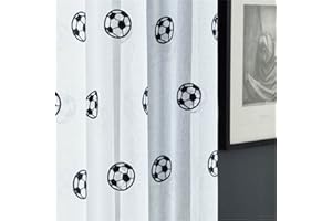 ZHANGXIANG Cortinas Dormitorio Modernascortina Transparente De Tul para Niños, Sala De Estar, Dormitorio, Cortina De Tul De Fútbol Blanco,A-1 （1Pcs）,W39In*H51In