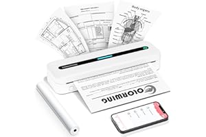 COLORWING Impresora térmica sin tinta M832 - A4 portátil, móvil, lista para viajar, sin enlace, 304 DPI de alta definición, tamaño de impresión ajustable