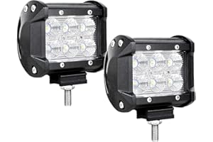 ‎WILLPOWER Willpower 2pc Led Arbeitsscheinwerfer 10 cm 18W LED Scheinwerfer 12V 24V Flutlicht Zusatzscheinwerfer 6000K Wasserdicht Rückfahrscheinwerfer für Auto Traktor Offroad SUV UTV ATV