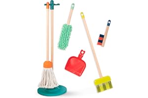 B. toys B. Giocattoli - Set di Pulizia per Bambini - Giocattoli in Legno - Kit di Gioco per Bambini - Scopa, Paletta, Spazzola - Clean 'n' Play - 2 Anni +