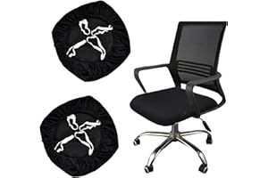 Granvoo Funda de Asiento para Silla de Oficina, 2 Piezas Fundas Elásticas para Silla Giratoria de 38-50 cm (Negro)