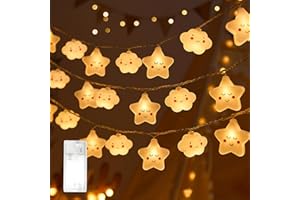 cailiya Cadena de Luces con Forma de Arco Iris,Guirnalda Luces Interior,Estrella Arcoíris Patrón, 3 Metros,20 LED,Luces Decorativas Habitacion (Blanco cálido (estrellas + nubes))