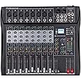 Depusheng DT8 Professional Mixer Sound Board Console 8 Channel Desk System Interface Digital USB Computer MP3 Input 48V Phantom Power Stereo DJ Studio FX Steel Chassis,Black
