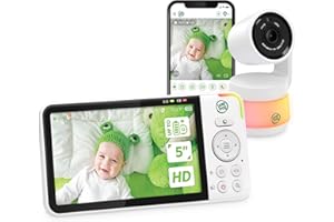 LeapFrog LF925HD monitor dziecięcy z aparatem, 720p, 5-calowy kolorowy wyświetlacz HD Inteligentne monitory dla niemowląt, monitor dla niemowląt z przechylaną/obrotową kamerą i aplikacją, monitor wideo dla dzieci z WiFi, czujnik temperatury/wilgotności
