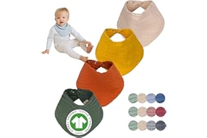 Flora Furora Bavoirs Bébé Naissance (très doux) mousseline de coton bio GOTS + OEKO-TEX: absorbant et respirant | Serviette bebe naissance Accessoires, bavoir bandana bio: fille et garcon