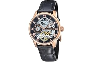 Thomas Earnshaw Męski pasek na ramię, długość 44 mm, Dual-Time, automatyczny pasek szkieletowy z 12-stopniowym podwójnym czasem, Sonnen- und Mond-Anzeige und Dekoriertem Rotor, Czarny/czarny, Taille