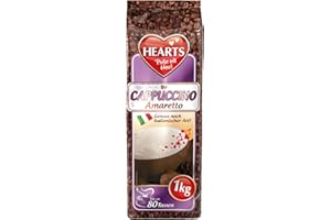 HEART'S HEARTS Typ Cappuccino Amaretto, 1kg Instant Kaffeepulver,Aromatisiertes Getränkepulver mit löslichem Bohnenkaffee, 80 Tassen