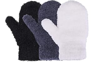Geyoga 3 Paires Gants Enfant Tricot moufle Extensible Hiver pour Bébé Garçon Fille