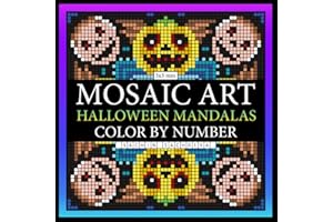 Mosaic Art Halloween Mandalas: Mystery Color by Number Coloring Book for Adults featuring Spooky Designs, Mandala Patterns for Stress Relief and Relaxation