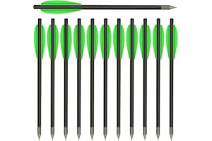 HUNTSPM 6,3" Carbon Pistolenarmbrust Bolzen Pfeile mit Stahlspitzen Jagdpfeile, Mini Armbrustbolzen Armbrustpfeile für 50-80 lbs Pistole Armbrust Präzisionsziel kleine Jagd Bogenschießen