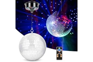 ZEILABANG KAKADI Discokugel Spiegelkugel mit Rotierender Motor,20cm Disco Ball für Partys,LED Drehmotor Spiegelkugel,Discokugel spiegelkugel,Professional spiegelkugel Set,LED-Lichtern für Party-Dekoration, Band Bar