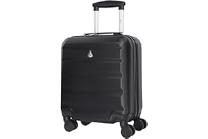 Aerolite 45x36x20cm Easyjet Maximum Size 8 Wheel ABS Hard Shell Carry On Hand Cabin Luggage Underseat Flight Travel Bag Spinner Suitcase 45x36x20 with TSA Lock (Black)