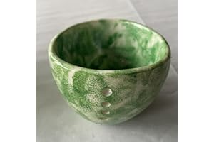 Fnaekier Pottery he-rb Stripper Bowl, 2025 New Leafy Vegetable Stripping Tool - Leafy Greens Leaves Removal Bowl with 4 Holes, Handmade he-rb Stripper Tool for Dishwasher and Microwave