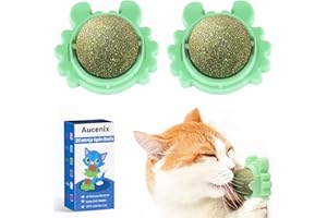 Aucenix Katzenminze Balls Spielzeug für Katze, Katzenminze Wandroller für Katzenlecken, Zahnreinigung Dentales essbares Kätzchenspielzeug, Natürliches drehbares Katzenspielzeug (2 Stück Grün)