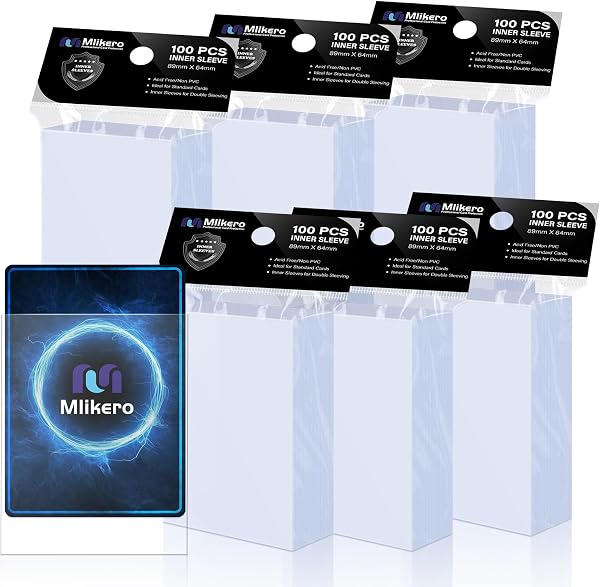 Mlikero 600 Kartenhüllen, Perfekt Passende Innenhüllen, Ideal für Doppelhüllen, Karten Hüllen Sleeves Sammelkartenhüllen Kompatibel Mit MTG, TCG, Fußballkarten, Sportkarten, 64 x 89 mm - 1