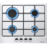 WEHIMO 4 Burner Gas Hob, Butane Gas Plate Stainless Steel, 7.2 kW | 4 Burner Gas Hob, Recessed Kitchen, 23 in, Natural Gas Ho