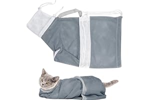 DEILONIE Adjustable Cat Bathing Bag, Cat Shower Bag, Cat Wash Bag, Puppy Dog Pet Cleaning Shower Net Bag, Cat Grooming Bag for Cat Bathing, Anti-Bite and Anti-Scratch Restraint Bag for Bathing Nail Trimming