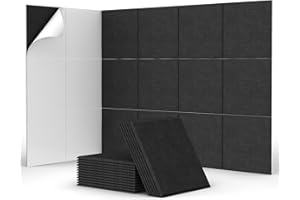 TONOR 18 Pezzi Pannelli Fonoassorbenti Adesivi, 30 x 30 x 0,9 cm Pannello Fonoassorbente Ad Alta Densità, Insonorizzazione Stanza per Cinema Domestico, Soggiorno, Camera da Letto, Nero