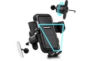 Arikaree - Porta Cellulare Auto, 360° Regolabile, Universale Porta Smartphone Auto 4” A 7”, Stabile, Antivibrazione, Accessori Auto, Cruscotto, Bocchette D’Aria, Parabrezza, Supporto Cellulare Auto