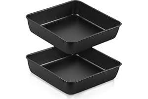 Kwadratowa forma do pieczenia Homikit, zestaw 2 kwadratowych form do pieczenia ze stali nierdzewnej 21 cm, nieprzywierająca forma do pieczenia brownie do lasagne, Nie nadaje się do urządzenia Airfryer