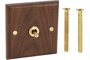 Nikou Interrupteur à Bascule Décoratif Antique Rétro Unique Commutateurs à Bascule avec Panneau Mural en Bois de Noyer Fait à la Main