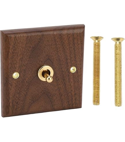 Interruttore a levetta a parete, Interruttore a parete Leva in ottone antico Toggle Luce in legno
