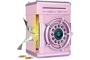 Yellcetoy Hucha Electrónica para Niños, Timón Caja Fuerte con Código de Seguridad y Música, Cumpleaños Navidad Regalos para Niñas 3 4 5 6 7+ Años Rosa