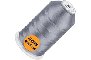 ‎NEW BROTHREAD New brothread - Einzelne Riesige Spule 4000M/Jede 100% Polyester Maschinen Stickgarn 40 WT für Gewerbliche und Haushalts Maschinen - Gray(Janome Farbe)