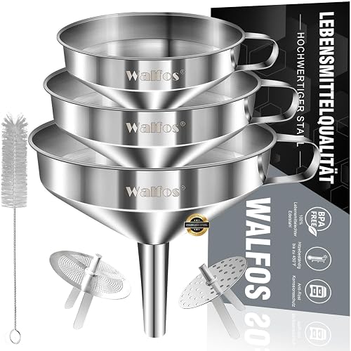 Walfos Trichter-Set Edelstahl mit 2 Siebfiltern