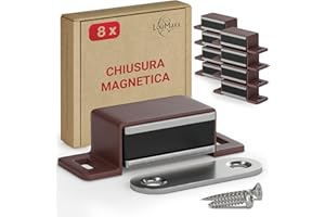 LouMaxx magnetico forte - forza di tenuta 4kg - set di 8 in marrone - magnete per porta - magnete per porta - magnete per armadio - chiudiporta magnetico - porta magnetica per armadio