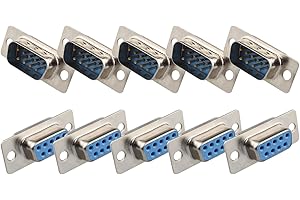 Futheda 5 Piezas Hembra y 5 Piezas Macho computadora DB9 Conector Adaptador Tipo de Soldadura 9 Pines Conectores D-Sub