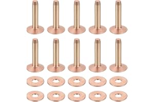 Kvartsman 25 stycken kopparnitar och lock, 12 x 4 x 19 mm massivt läder kopparnithållare för läder gör-det-själv pysseltillbehör, kopparfärg