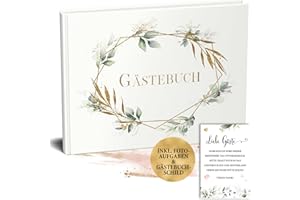 STEFANIE REINDL PHOTOGRAPHY Gästebuch Hochzeit, A4 quer mit 80 blanko Seiten, Hochzeitsgästebuch Vintage, Hochzeitsbuch, Hochzeit Gästebuch, Hochzeitsbuch Gästebuch, Gästebuch Geburtstag, Taufe, Polterabend, Eukalytpus weiß