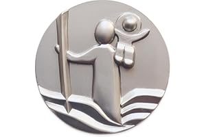 ‎CAAKT Christophorus Auto-Aufkleber aus silber farbenem Metallguss - Schutzheiliger als Auto-Plakette