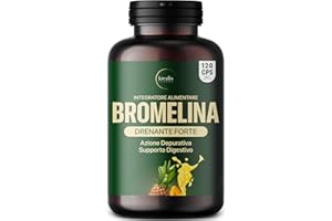 KREALIS Bromelina Forte Drenante, 1000 mg 2500 GDU/g, Bromelina, PURA 120 Capsule, Drenante Forte, Azione Anticellulite e Detox, Bromelina Plus Drenante Gambe, Made in Italy