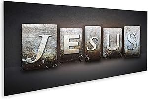 islandburner, Tableau Tableaux sur Toile Le nom JÉSUS écrit en Typographie d'époque Impression Image Motif Moderne Décoration Affiche Photo OUV-Pano-N